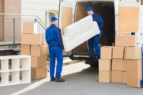 Boxes and household items stored in a Woolwich storage space
