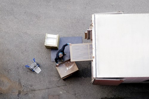 A family home moving day scene in Woolwich with organised boxes