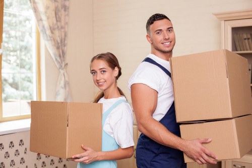 Packing boxes prepared for a Woolwich flat move